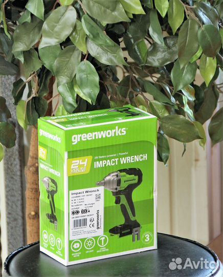 Гайковерт GreenWorks GD24IW400 ударный, аккум