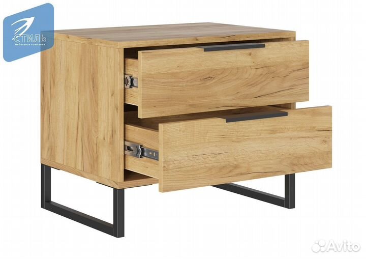 Лофт Тумба прикроватная Дуб Крафт Золотой