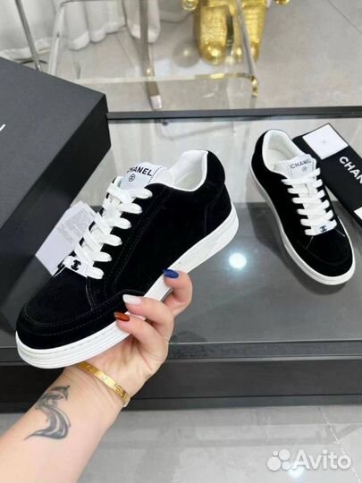 Чёрные кроссовки Chanel натуральная замша