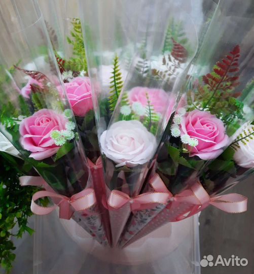 Букеты из мыльных роз на 14 февраля и 8 Марта