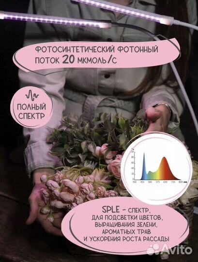 Фитолампа на прищепке с таймером