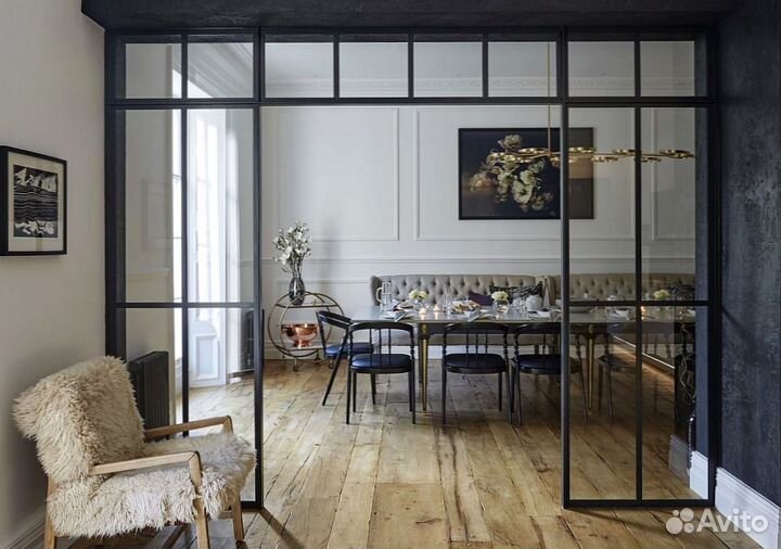 Стеклянная перегородка лофт