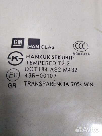 Стекло двери задней левой Chevrolet Aveo T300 2011