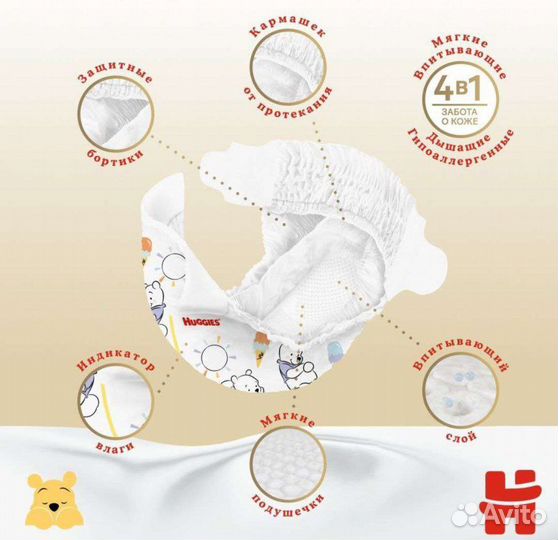 Подгузники Huggies Elite Soft р.1, 3-5 кг, 50 шт