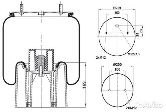 Пневмоподушка ROR MB со стак W01M586287 4157NP14