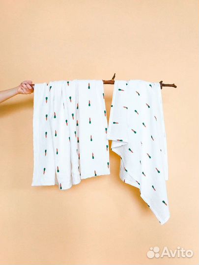 Плед и пеленка из муслина морковки