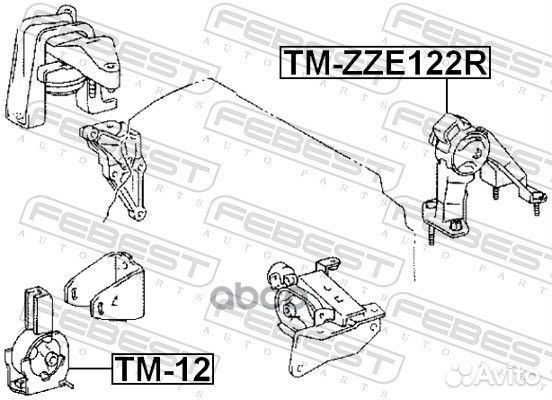 Подушка двигателя задняя toyota corolla CE120/N
