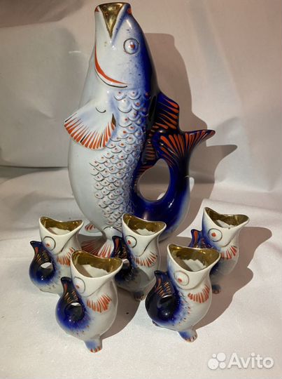 Набор для ликера Рыба (кобальт)