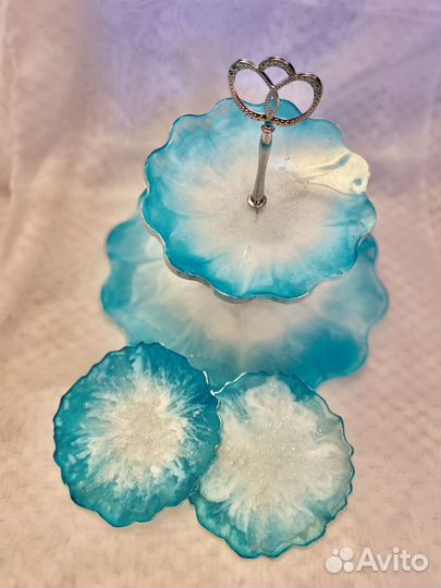 Набор конфетница и подстаканники