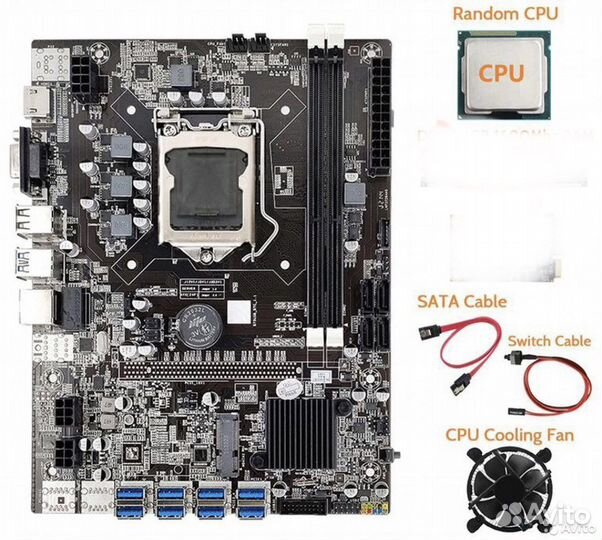 Материнская плата с процессором и кулером