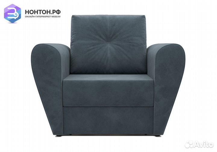 Кресло выкатное Квартет велюр серо-синий