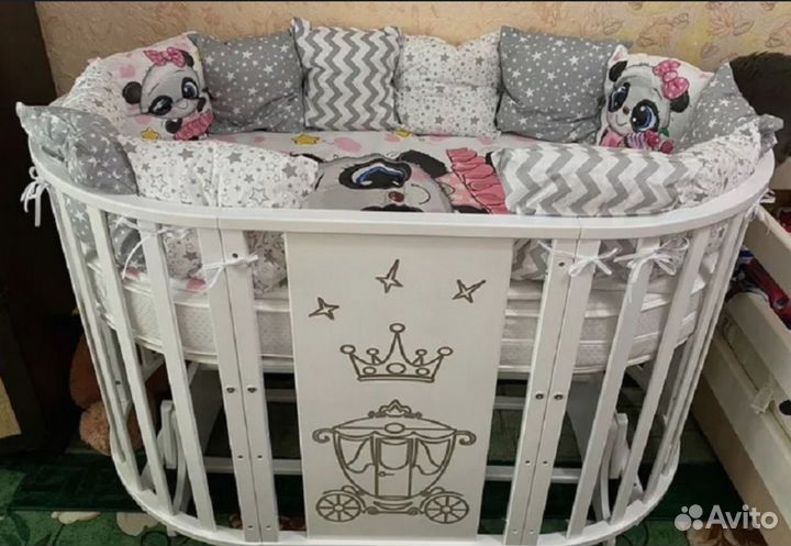 Детская кроватка трансформер круглая