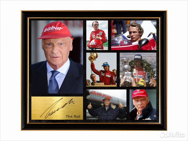 Ники Лауда автограф и фото на металле