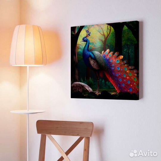 Картина маслом павлин