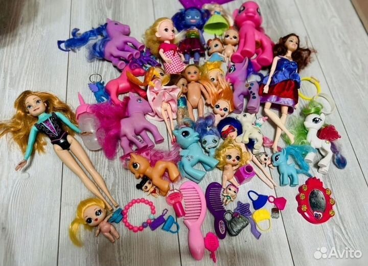 Игрушки пакетом для девочки куклы,пони