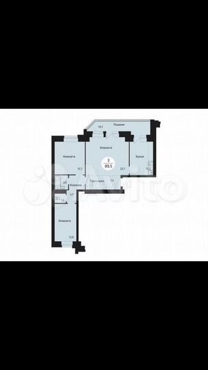 3-к. квартира, 84,3 м², 1/10 эт.