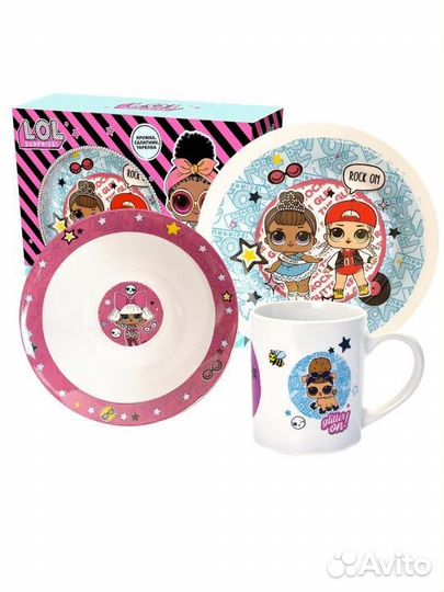 Набор детской посуды фарфор LoL
