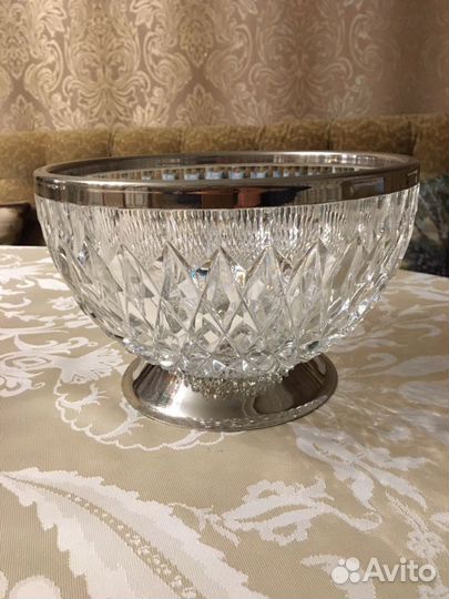 Ваза хрусталь, мельхиор