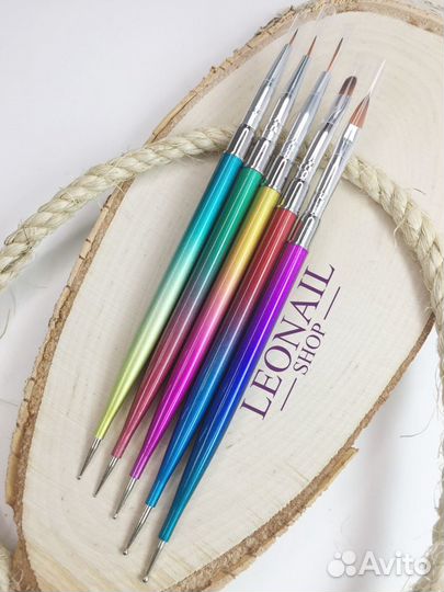 Кисть+дотс для маникюра в наборе 5шт