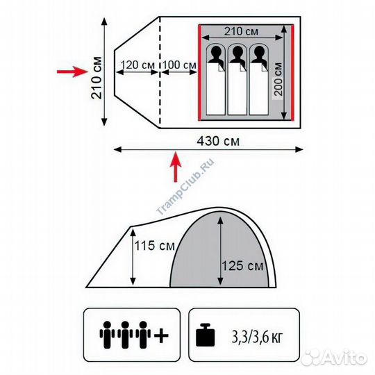 Палатка 3-местная Carriage 3 V2 