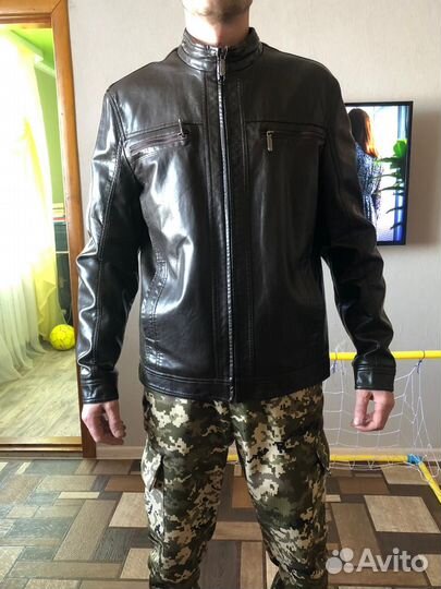 Кожаная куртка мужская утепленная