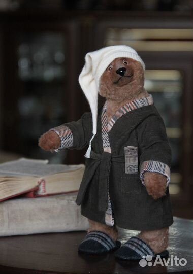 Медведь в халате тедди ручная работа