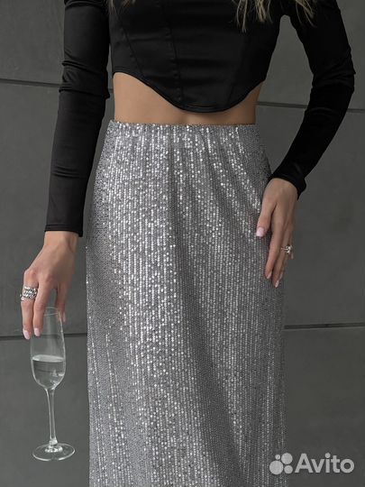 Юбка в пайетках длинная макси