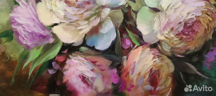 Картина маслом на холсте пионы