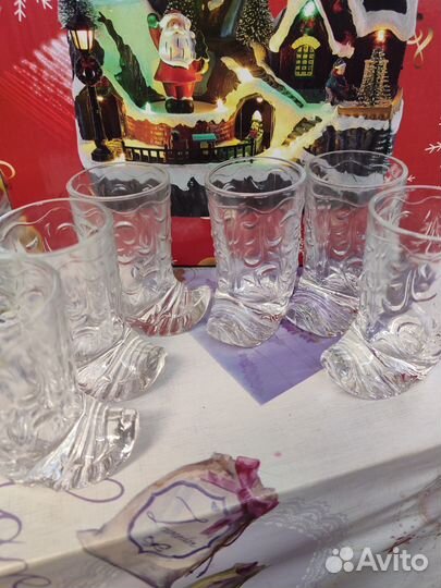 Хрустальные стопки сапоги