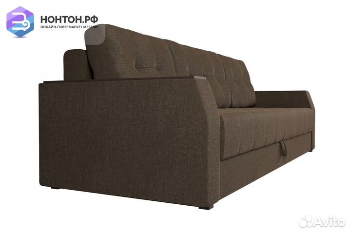 Диван еврокнижка Атлантида рогожка коричневая