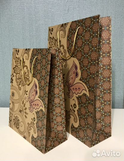 Пакет крафт с рисунком, 2 размера