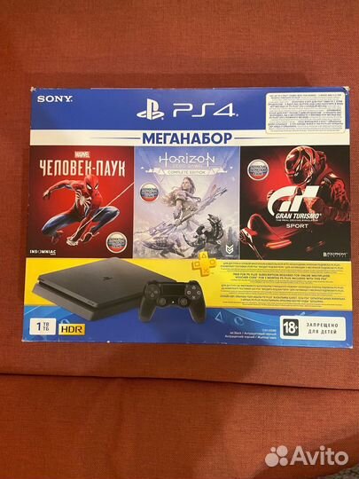 Sony playstation 4 slim 1tb + 2 джойстика + игры