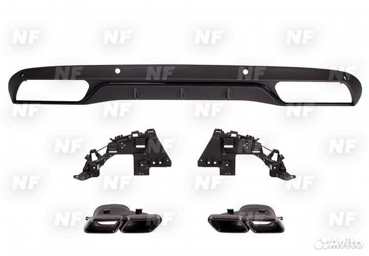 Диффузор с насадками 63 AMG Mercedes C205