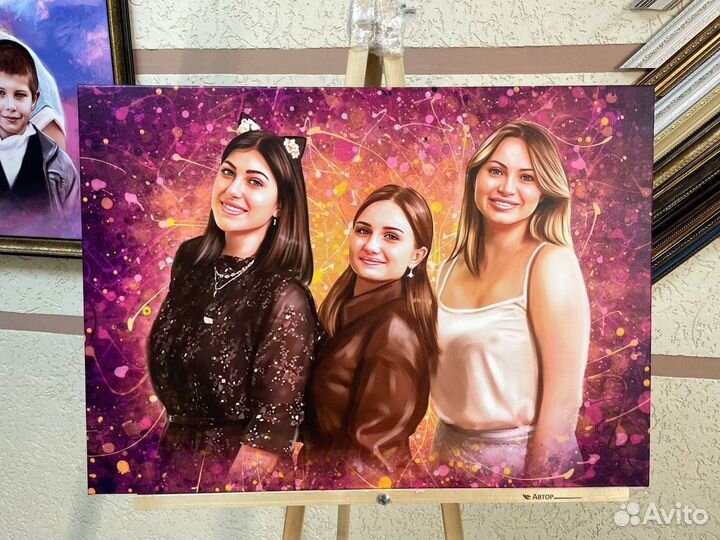 Портрет по фото на холсте, портрет по фото