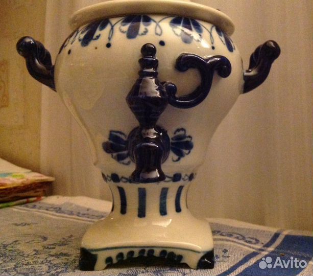 Чайница шкатулка самовар Гжель