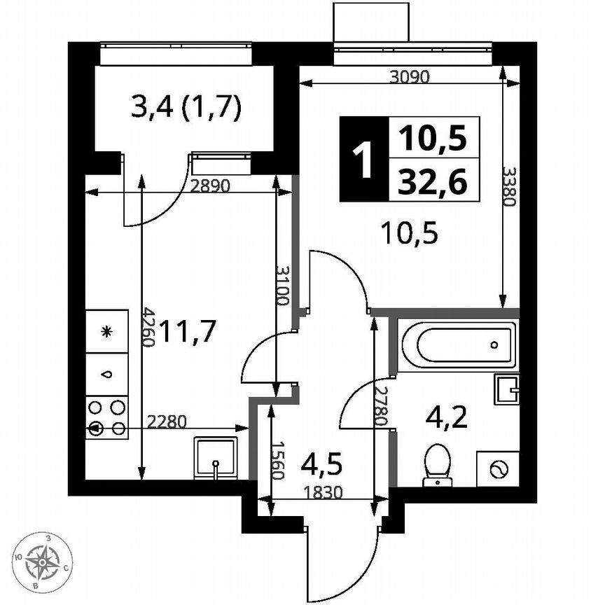 1-к. квартира, 32,6 м², 18/18 эт.
