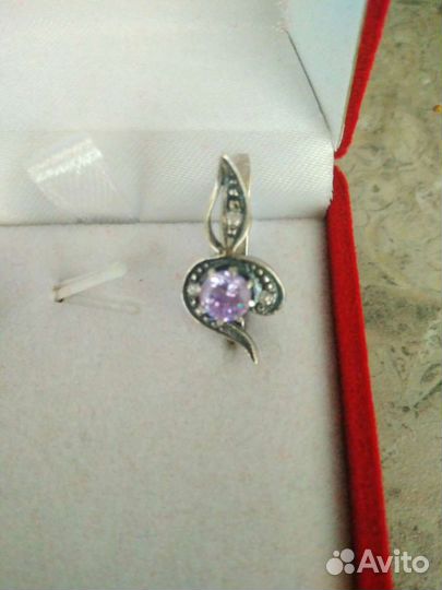 Серьги и кольцо серебро с аметистом и фианитами