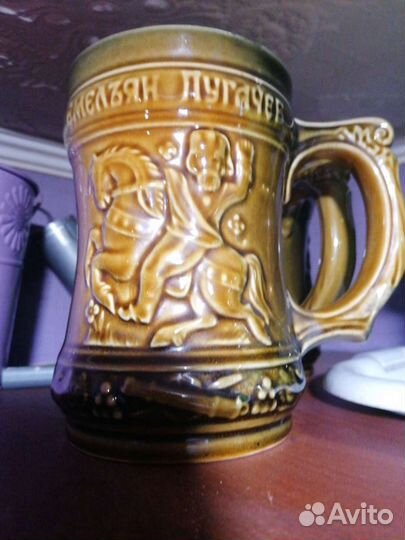Кружка пивная винтажная, керамическая, в хорошем с