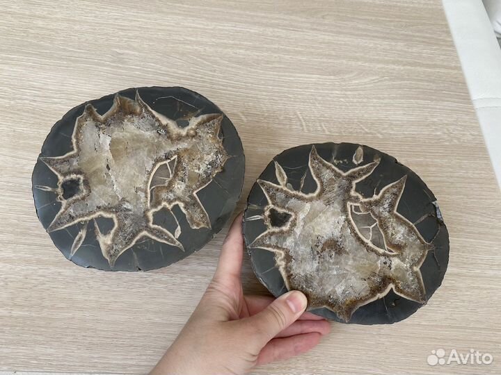 Септарии агат, кальцит половинки и срезы