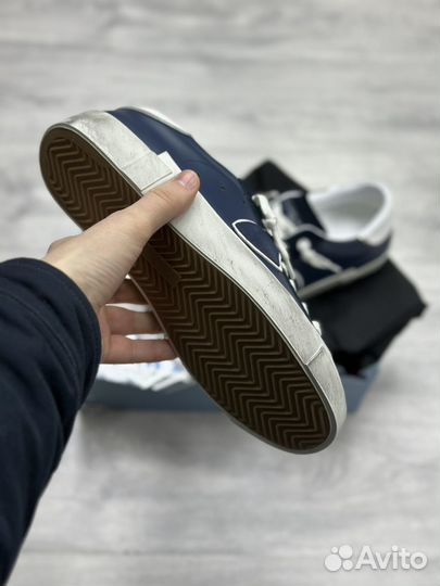 Кеды Philippe Model синие мужские кожаные