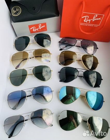 Очки ray ban aviator авиаторы черный