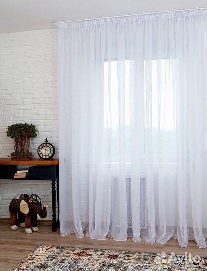 Штора из белой вуали 700х320
