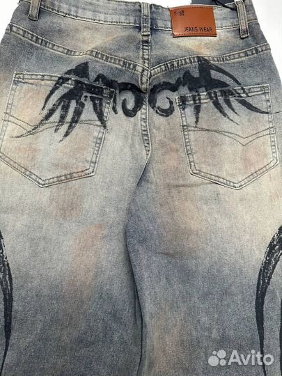 Широкие джинсы Balenciaga Opium Tattoo type