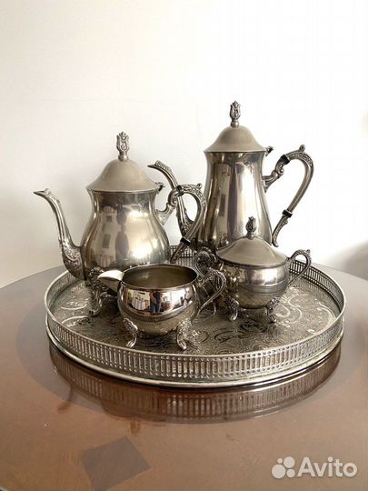 Сервиз чайно-кофейный серебрение 5 пр винтаж Европ