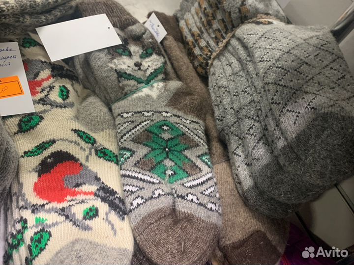 Носки ручной вязки шерстяные