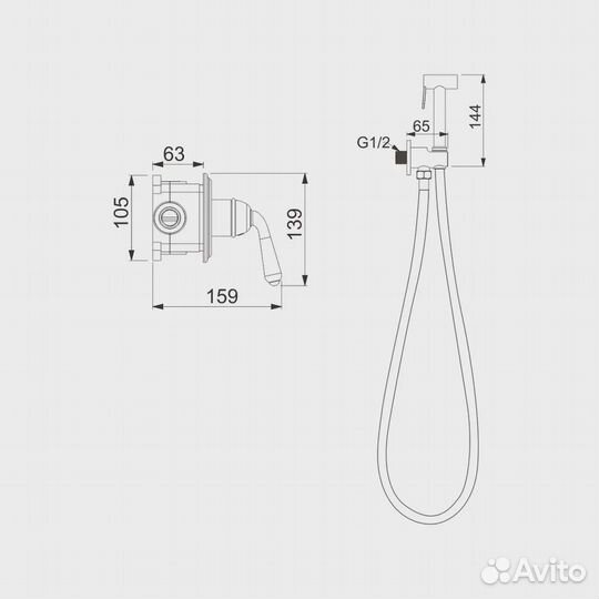 Гигиенический душ со смесителем Rose R0205Q, бронза