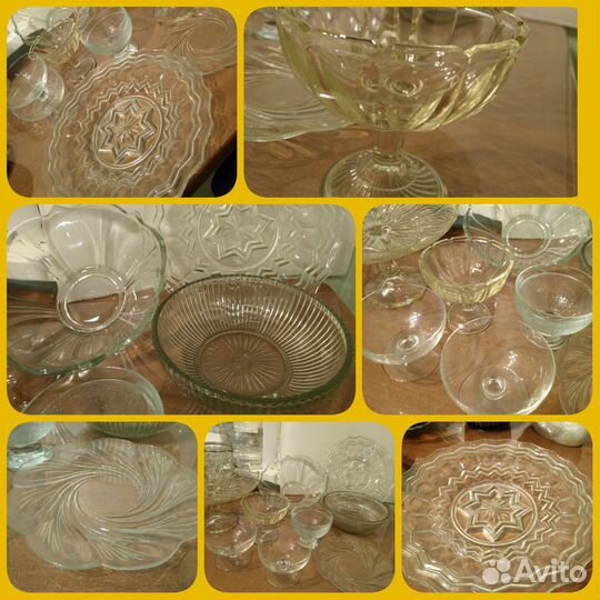 Стекло СССР, маслёнка, вазы, блюда, фруктовницы