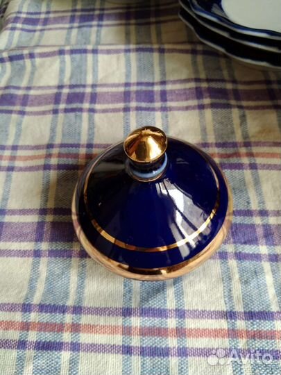 Чайный сервиз фарфор СССР Гжель, кобальт