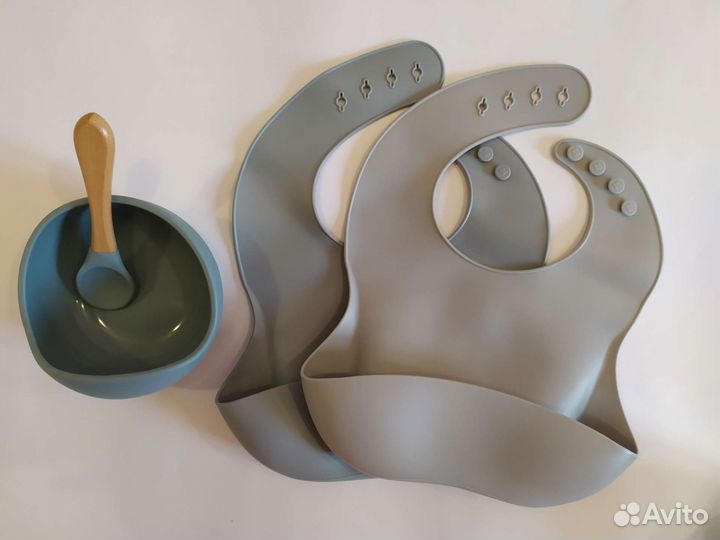 Нагрудник силиконовый тарелка ложка