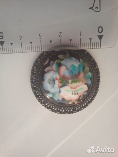 Брошь винтаж финифть 1960г